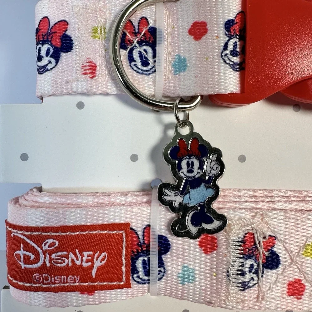 Disney Minnie Mouse Dog Collar Leash Set Pink Waste Bag Holder NWT